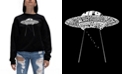 LA Pop Art Women's Word Art Flying Saucer UFO Crewneck Sweatshirt